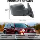Right Passenger Side Mirror Compatible with Jeep Patriot 2007-2017 Manual Non-Heated Replacement For CH1321281 | 5155456AK (Black)