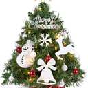 JOIEDOMI 24"/2FT Small Christmas Tree with Lights, Table Top Christmas Decor with Tree Skirt, Star Treetop and Ornaments, Battery Operated Pre-lit Artificial Xmas Tabletop for Xmas Decorations Indoor