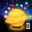 3D Galaxy Ball Moon Lamp - 16 Colors Moonlight Globe Luna Night Light with Stand Remote & Touch Control Night Light Bedroom Decor for Kids Girls Boys Women Gifts (Saturn)