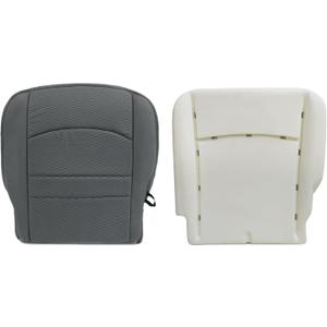 Priprilod Cloth Gray Driver Side Bottom Replacement Seat Cover & Driver Foam Cushion Compatible with Dodge Ram 1500 2500 3500 4500 5500 2013 2014 2015 2016 2017 2018
