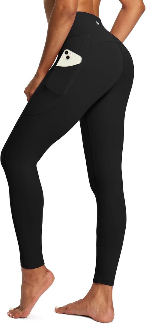 IUGA High Waist Yoga Pants with Pockets, Leggings for Women Tummy Control, Workout Leggings for Women 4 Way Stretch (XX-Large, Black)