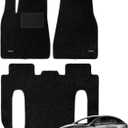 WENNEBIRD Superior Carpet Floor Mats for 2015-2020 Tesla Model X 6 Seats (Not for 5 Seats & 7 Seats & Chrome Rails), 0.6-Inch Ultra-Thick, Noise-Reducing, All-Weather Waterproof Anti-Slip 3-Pc Set
