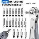 TUXIYA 30in1 Right Angle Screwdriver, 36-Tooth Mini Ratchet Wrench, Angle Screwdriver for Tight Spaces, Low Profile Offset screwdrivers, Magnetic Ratchet Screwdrivers Repair Tool