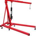 Towallmark Engine Hoist, 2 Ton Folding Engine Crane with 6 Carters, 4400 Lbs Heavy Duty Hydraulic Shop Engine Crane with Telescopic Boom, Cherry Picker Engine Hoist for Garage, Workshop, Red