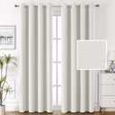 H.VERSAILTEX 100% Blackout Linen Curtains Thermal Curtains for Living Room Textured Burlap Curtain with Double Face Linen Grommet Soundproof Bedroom Curtains 52 x 96 Inch, 2 Panels, Heather Off White (52"W x 96"L (Pack of 2))