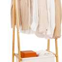 Bamboo Clothes Rack with Storage Box, Portable Extra Large Garment Rack Clothing Rack, Foldable Wardrobe For Entryway and Bed Room (S)