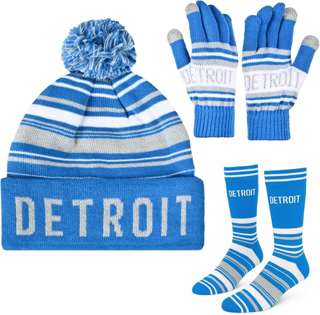 Vintage Classic Skull Cap Beanie Hat Cuffed Winter Hat Knit Comes with Warm Socks Gifts for Men Women Fans