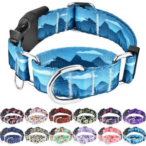 Martingale Collar for Dogs with Buckle Dog Collar Adjustable Soft Nylon Boy Dog Collars for Extra Large Dogs, Blue Sunset