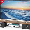 YAOHUOO 45" Large TV Riser with Fabric Drawers for 32-60 inch TV, TV Stand Riser with Steel Legs, Tabletop TV Riser Shelf, Monitor Stand Riser for Home Office, Rustic Brown