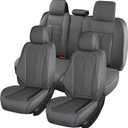 Doogo Car Seat Covers Full Set, Leather Seat Covers 5 Seats, Automotive Seat Covers, Waterproof Driver Seat Covers Universal Front and Rear Seat Covers Fit for Most Cars-Gray
