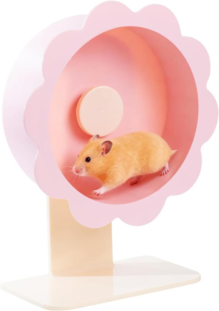 Hamster Wheel Super-Silent Hamster Exercise Wheels- Quiet Spinner Hamster Running Wheels with Adjustable Stand for Hamsters Gerbils Mice Or Other Small pet (Pink, Medium)