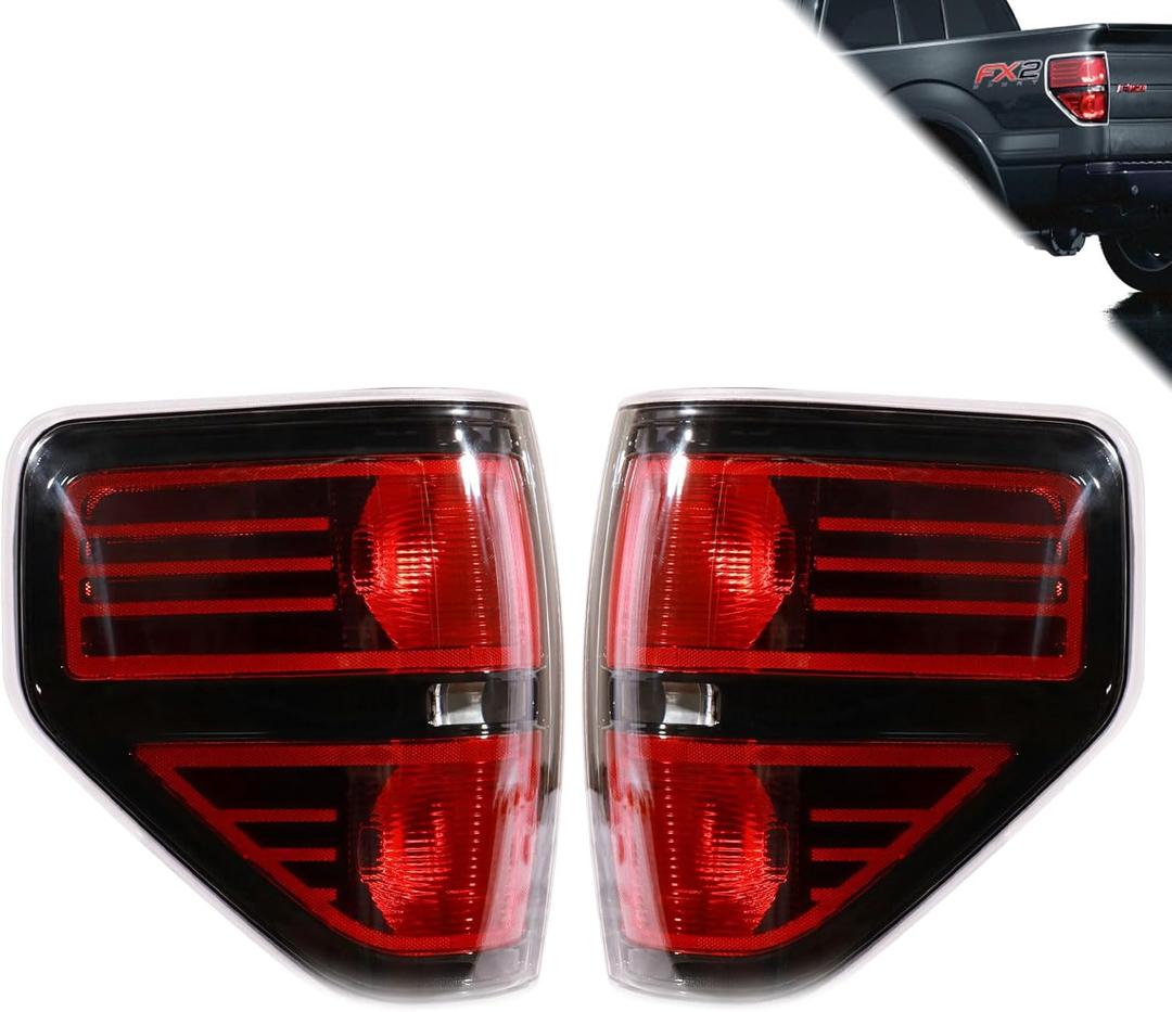 Tail Lights Compatible With 2009-2014 Ford F150 Smoke Lens Rear Light Taillights Left and Driver Side Replace BL3Z13404B BL3Z13405B