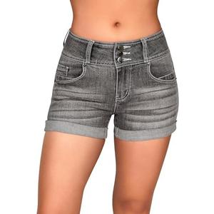 roswear Women's High Waisted Stretchy Denim Shorts Cuffed Jean Shorts Size XL