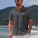 COOFANDY Mens Button Down Shirts Short Sleeve Casual Summer Beach Shirts for Men Vacation Wedding Linen Shirt (S)