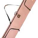 WOLT Rolling Ski Bag,Padded Snowboard Bag with Wheels for Air Travel, Fit to Double Pairs of Skis up to 175cm (Lightpink)