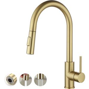 Havin Gold Kitchen Faucet with Pull Down Sprayer, High Arc Stainless Steel Material, with cUPC Ceramic Cartridge,Without Deck Plate,Fit for 1 Hole Kitchen Sink or Laundry Sink,Brushed Gold,HV501G