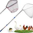 2 Pcs Adjustable Chicken Catching NetsPortable Stainless Steel Bird Net with Handles, Foldable Fishing Net for Chicken Coop, Ideal for Poultry Farmers and Fishers(1 Pole)
