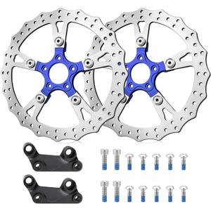 14" Front Brake Rotor Polished Dual Discs for Harley 2008-up Touring, Blue