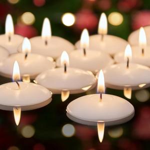 White Floating Candles 2 inch, 24 Pack Floating Candles 5-6 Hours Long Burning, Unscented Floating Candle for Centerpieces, Wedding, Christmas Lights, Romantic Night for Her/Him Set