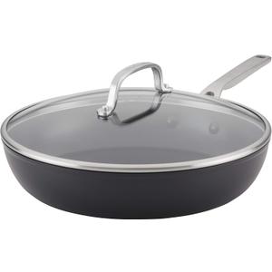 KitchenAid Hard Anodized Induction Nonstick Fry Pan/Skillet with Lid, 12.25 Inch, Matte Black