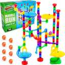 Marble Genius Marble Run - 130 Complete Pieces Maze Track Easter Toys for Adults, Teens, Toddlers & Kids Aged 4-8 Years Old, (80 Translucent Marbulous Pieces + 50 Glass-Marble Set), Starter Set