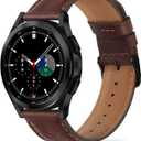 Tasikar Leather Bands Compatible with Samsung Galaxy Watch 47mm 7/6/5/4 Band/Watch 6 Classic 43mm 47mm/Watch 5 Pro Band, Genuine Leather Strap for Galaxy Watch 4 Classic/Watch 3, Dark Brown