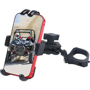 UTV Phone Mount - 360 Adjustable Heavy Duty Phone Holder Fit For 1.75 to 2 Inch UTV Roll Bar Compatible With Can-Am Maverick X3/ RZR/Ranger/Talon Pioneer 1000 For 4.0 Inch to 7.2 Inch Cell Phone