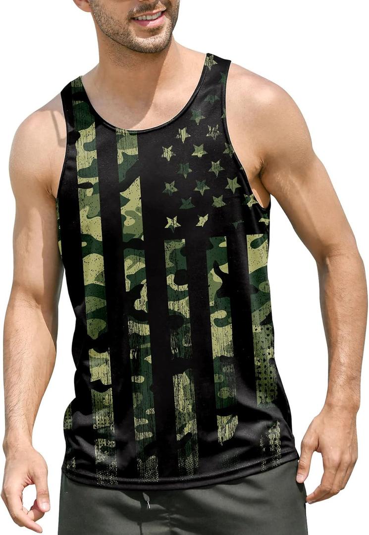 Goodstoworld Mens 3D Tank Top Novelty Graphic Breathable Quick Dry Sleeveless Beach Shirt S-4XL (XXL)