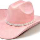 Cowboy Hat for Women and Men with Shapeable Wide Brim - Felt Cattleman Western Hats for Cowboys and Cowgirls (Large-X-Large, Rose Pink)
