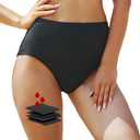 Period Swimwear-Menstrual Swimsuit Bikini Bottoms-High Waisted Leakproof Swim Bottoms for Teens Girls and Women. (Medium, Black)