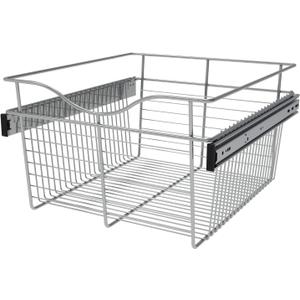 Chrome 18" Classic Closet Wire Basket Standard
7.3" Height, Full-Extension Soft-Closing Pull-Out Slides, Lift-Out Removable Steel Wire Basket, Easy-Access Closet Storage