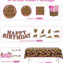 cocomigo 343pcs Cheetah Birthday Decorations Tableware Set, Serves 50 Guests, Cheetah Print Birthday Decorations includes 350 gsm Plates, Balloons, Tablecloths, for Leopard Theme Party Supplies
