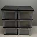 IRIS USA Plastic 3-Drawer Storage Organizer Rolling Cart, with Wheels Casters, 2-Pack, for Classroom Art Supplies Bathroom Dorm Bedroom Laundry Room, Slim Narrow, Black/Clear