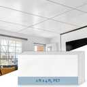 SUNWINGS 10-Pack Drop Ceiling Tiles, 24" x 48" White PET Decorative Ceiling Tile, 2ft x 4ft PET Waterproof Fire-Rated Covering Panels for Kitchen Bathroom Basement, Cover 80 Sq. Ft.