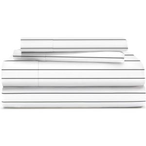 Cosy House Collection Everyday 1500 Series Bed Sheet Set - Ultra Soft & Cool Hotel Bedding - Deep Pocket - Wrinkle, Stain and Fade Resistant - 4 Piece Set (Cal King, Grey Pinstripe)