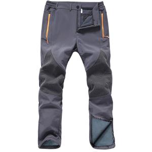 Gash Hao Mens Snow Ski Waterproof Softshell Snowboard Pants Outdoor Hiking Fleece Lined Zipper Bottom Leg (32W x 34L, Grey)