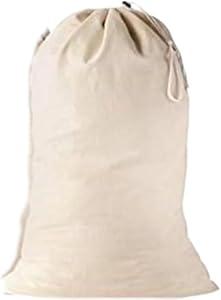 Extra Large Cotton Laundry Bag, Heavy Duty Large Laundry Bags 24 x 36 inch XL Drawstring Travel Organizer Bag Fit Hamper Basket Camp (Beige, Pack of 1)