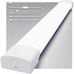 LED Shop Light Fixture, 2FT Linkable 18W Plug in Wall Light, 5000K Closet Light for Workbench Kitchen Basement, Under Cabinet Lighting, LED Tube Light Fixture with Plug, Triproof, White, 2FT-1PCS/with plug