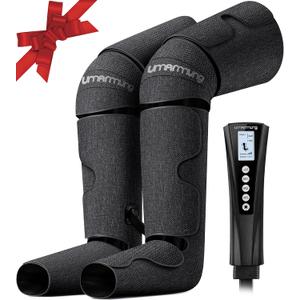 Gifts for Men, Women, Dad, Mom, Mothers Day, Fathers Day, Christmas, Birthday, Air Compression Massager with Heat for Foot, Leg, Knee, Works for Vericose Veins, Muscle Fatigue, Cramps, Swelling, Edema (Grey)