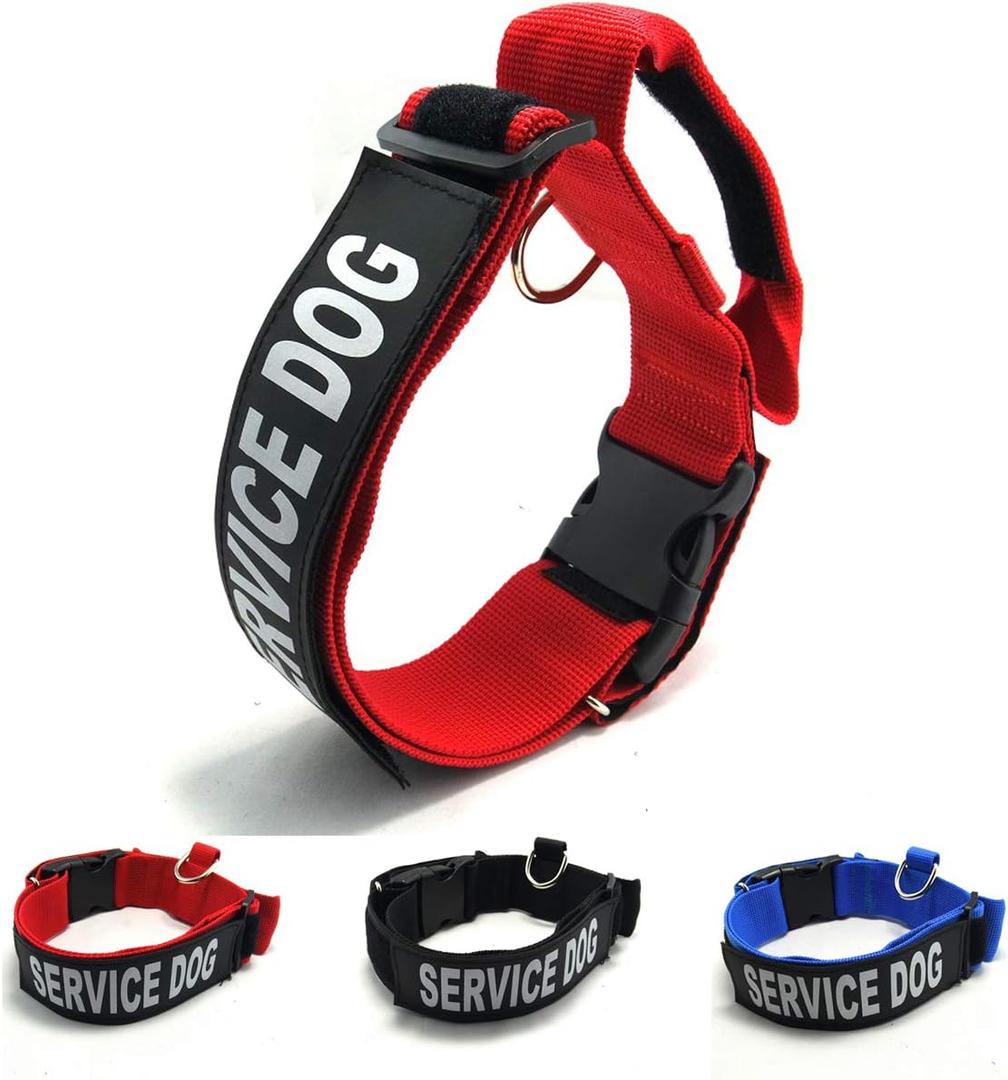 3 Colors 3 Sizes K.9 Service Dog Collar Tactical Collar Adjustable Nylon Basic Dog Collar with Reflective Patch for Small Dogs with 12.5"~15.5" Neck Girth (S, Red, Collar Only)
