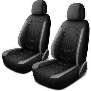 HChengkikz Car Seat Cover, Sport and Breathable Seat Covers, Anti-Slip Universal Fit Automotive for Cars Sedan SUV and Truck (2 Pieces, Front Seat, Black+Grey)
