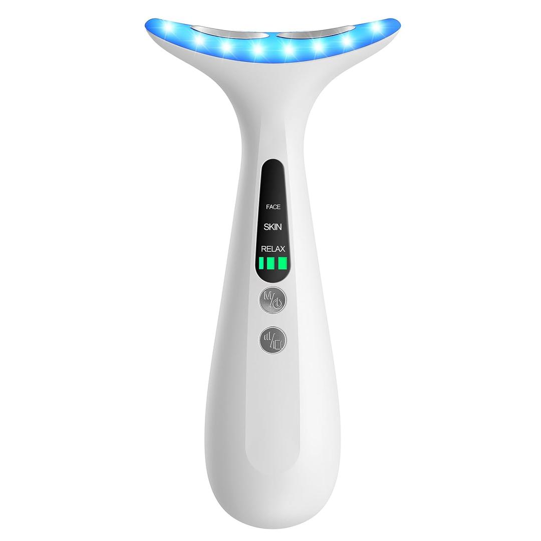 Facial and Neck Massager for Face, Neck - Skin Lifting & Firming - Wrinkle & Dark Circle Reducer - at Home Skin Care Face Sculpting Tool and Neck Massager-Milky White (Single Head)