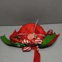 yofit Christmas Tree Topper Hat, Large Red Hat with Striped Bow Ribbon & Lollipop, Christmas Tree Decorations Top Hat, Desktop Ornaments for Home Xmas Holiday Winter Decor