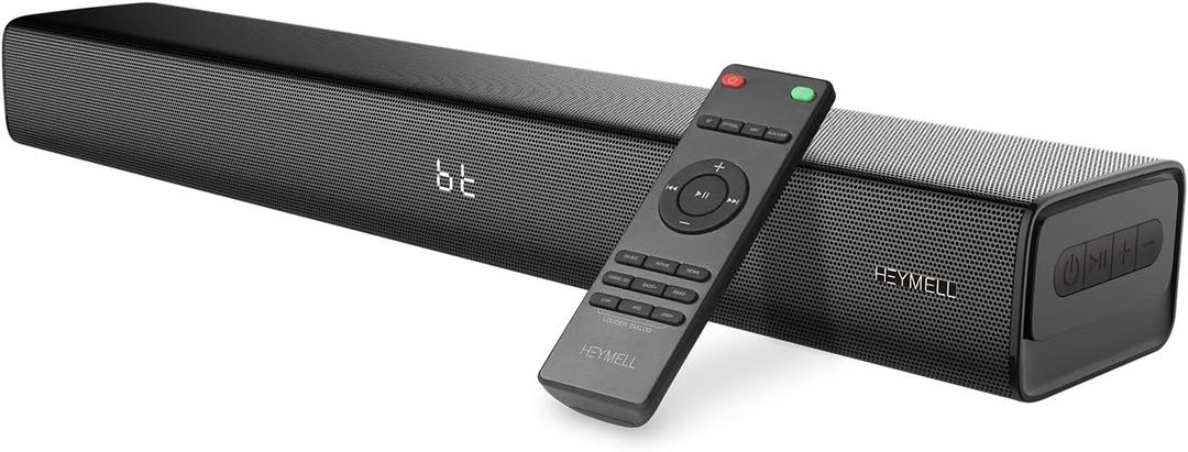 2.1ch 120W Small Sound Bar for TV, PC, Projector, 23-inch TV Sound Bar with Built-in Subwoofer, Voice Enhancer, Bluetooth/HDMI ARC/Optical/Aux, Wall Mount