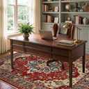 RELEANY Washable Area Rug, 6'x9', Red/Blue