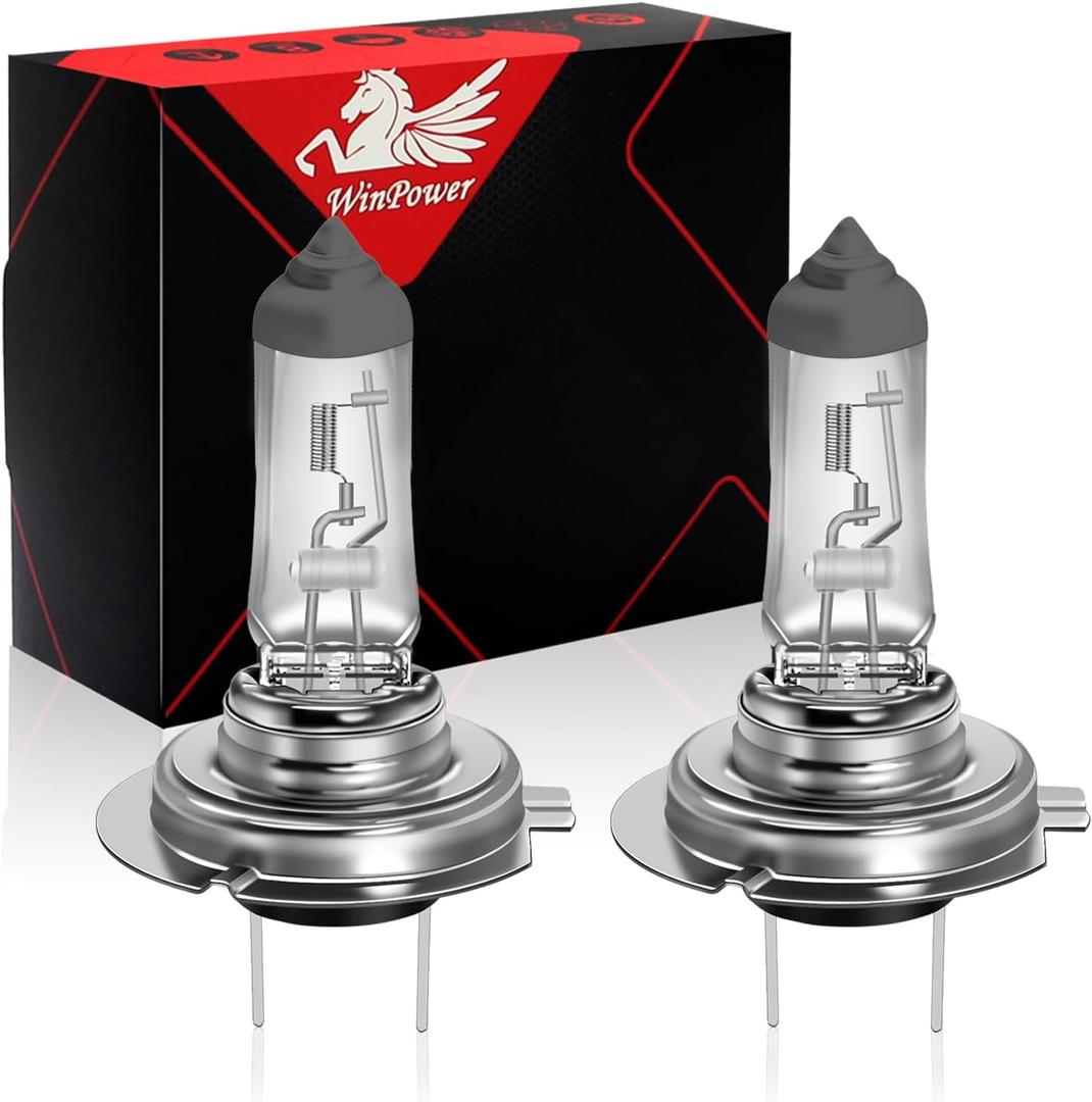 WinPower H7 Halogen Headlight Bulb, Super Bright Warm White 55W 4300K High Low Beam Fog Light Replacement Car Motorcycle PX26D Lamp, Pack of 2