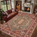 Ciicool 6x9ft Area Rug, Large Washable Throw Rug Vintage Kitchen Carpet for Entrance Bedroom Bedside Living Room Kitchen Laundry Bathroom Decor