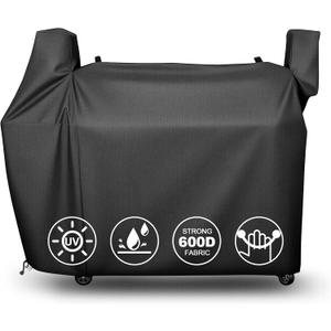 QuliMetal Grill Cover for Rectec DualFire 1200 Wood Pellet Smoker Grill - 600D Heavy-Duty Waterproof, UV and Fade Resistant Grills Cover for Rec Tec DualFire RT-1200 Grill Cover Accessories
