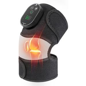 Cordless Heated Knee Massager, FSA Eligible 3-in-1 Wearable Wrap for Knee, Elbow and Shoulder, Rechargeable Heat and Vibration Massager, 6 Heat Levels, 3 Massage Modes