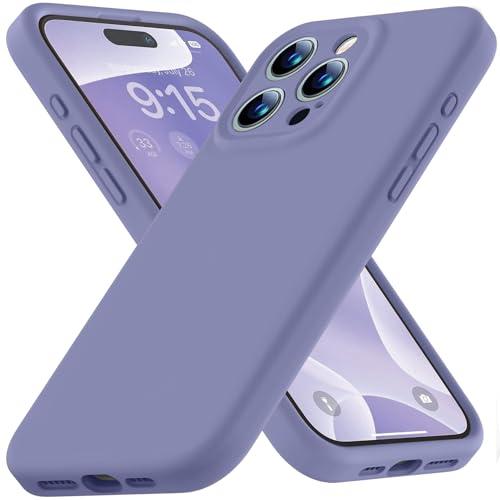 Ktele Compatible with iPhone 15 Pro Max Case, Silicone Upgraded [Camera Protection] [Soft Microfiber Lining] Full Covered Slim Gel Rubber Case for iPhone 15 ProMax 6.7 inch - Lavender Grey